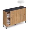 briebe Credenza soggiorno, mobile da pranzo ausiliario, buffet, 2 ante scorrevoli 87 x 120 x 40 cm (altezza x larghezza x profondità) corridoio, design moderno, LYS rovere oro/imitazione marmo