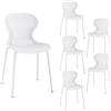 JIJIAN Set di 6 Sedie Sala da Pranzo Impilabili, Sedia da Cucina con Gambe in Metallo, Sedie da Giardino in Plastica, per Sala da Pranzo, Soggiorno, Giardino, Balcone e Terrazza, Bianco