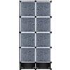 Yuenfong - Armadio organizer fai da te, sistema di scaffalature in plastica per vestiti, scarpe, giocattoli e libri, 8 scatole con porta, colore nero