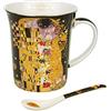 Queen Isabell Tazza Da Caffè di Porcellana 300 ML Grande con Cuchiaino Set Regalo Bacio di Gustav Klimt Elegate Dorato