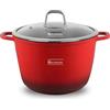 GOLDMANN pentola alluminio pressofuso da 28 cm e 10 L con rivestimento antiaderente in ceramica effetto marmo, coperchio in vetro, adatta a piani cottura a induzione e forno, senza PFOA.