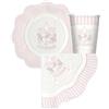 Generico kit n.2 carillon rosa battesimo bambino decorazioni piatti carta bicchieri tovaglioli carousel giostra giostrina baby carosello cavalluccio