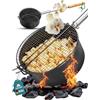 ELFENSTEIN Popcorn Maker Falò in acciaio al carbonio di alta qualità e maniglia di sicurezza, padella per popcorn all'aperto per falò, barbecue e braciere, accessori da giardino e campeggio per