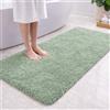 PUFFMAT Tappeto da bagno antiscivolo, super assorbente, in microfibra, morbido, soffice, lavabile in lavatrice, per bagno, WC, doccia, 120 x 60 cm, colore: verde chiaro