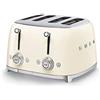 Smeg, Tostapane 4x4 TSF03CREU, 4 Scomparti da 36mm, 6 Livelli di Doratura, Funzione Riscaldamento, Scongelamento e Bagel, Espulsione Automatica del Pane, 2 Cassetti Raccoglibriciole, 2000W, Panna