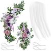 Mnaocz Set di 3 Kit di Fiori per Arco Nuziale, Romantico Festone di Fiori di Rosa Artificiale con Tessuto Drappeggiato per lo Sfondo del Ricevimento di Nozze, Cartello di Benvenuto per la Cerimonia(Viola)