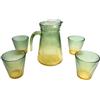 Eldo Caraffa + 4 bicchieri verdi in vetro - elegante e elegante brocca da 1,2 l con bicchieri da 255 ml - caraffa in vetro perfetta per bevande estive come tè freddo e succhi di frutta - in giardino