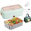 MeLtor Scaldavivande Elettrico Portatile Adatto per Portatili Da 110 V/12 V/24 V, Porta Pranzo Riscaldabile Isolamento Termico Di Lunga Durata Alimentato Tramite USB, Porta Pranzo Riscaldabile,Green