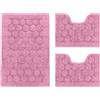 PARAMAISON Tris Bagno 3 Pezzi Soft, Coordinati Design Cerchi Morbido in Cotone Assorbente | Rosa
