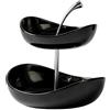 GUASDIE Vassoio per frutta a doppio strato Ciotola per frutta in ceramica a 3 livelli Ciotole da portata in ceramica multistrato con supporto in metallo, vassoio da portata,Nero,Double Layer