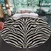 Generico Tappeto Rotondo 120 cm per Soggiorno, Alla Moda Animali Strisce Zebrate Soffice Morbido Tappeto Rotondo - Antiscivolo Lavabile in Lavatrice Tappeti Beige per Camera da Letto Corridoio