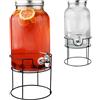 SUPERBUTELKI.PL Distributore di bevande scanalato con rubinetto antigoccia - Dispenser di acqua in vetro con supporto e coperchio - Dispenser di limonata 6 l