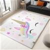Generic Stile Cartone Animato Tappeto Salotto 60 x 90 cm Unicorno Antiscivolo Per Soggiorno e Camera Da Letto Cameretta, Moderno Tappeto Lavabile