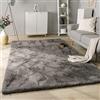 Paco Home Tappeto Salotto Pelo Lungo Shaggy Imitazione Pelliccia Di Coniglio Finta Pelliccia Pelo Lungo Soffice, Dimensione:80x150 cm, Colore:Antracite