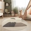 Paco Home Tappeto per cameretta bambino Effetto 3D Tappeto resistente Toni naturali, Dimensione:Ø 120 cm tondo, Colore:Crema