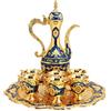 KUIDAMOS Set Caffettiera Turca Vintage, Caffettiera Turca Vintage con 6 Tazzine da Caff¨¨, Set di Tazzine da Caff¨¨ in Rame Turco, Teiera e Tazze da T¨¨ con Vassoio da T¨¨ Artigianale(Blu)