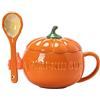 Eplze YBK Tech - Tazza da Caffè in Ceramica a Forma di Zucca, Tazza da tè, Tazza da Latte con Coperchio, 250ml (Tazza+ cucchiaio+ mano in silicone (da attaccare e staccare))