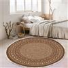 Tomifine Tappeto Soggiorno Rotondo Tappeti con Nappe Antiscivolo Lavabile in Lavatrice in Stile Bohémien con frangia per Cucina Corridoio Camera da Letto (90 cm,Marrone)