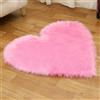 Tomifine Tappeto Imitazione Lana Lungo Pelliccia Morbida Forma di Cuore Tappeti Imitazione Della Pelliccia Decorazione per Camera da Letto, Soggiorno, Divano, Tappetino per Il Letto (90 x 90 cm,Rosa)