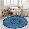 Tomifine Tappeto Soggiorno Rotondo Tappeti con Nappe Antiscivolo Lavabile in Lavatrice in Stile Bohémien con frangia per Cucina Corridoio Camera da Letto (80 cm,Blu)