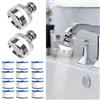 Dexspoeny Set di 14 filtri per acqua per lavello con elementi filtranti, rotazione a 360°, filtro dell'acqua del rubinetto rimuove fluoro e acqua dura, estensore per rubinetto per lavello da cucina di