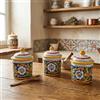 ILAB Tris 3 barattoli sale zucchero e caffè in ceramica decorata a mano da ceramisti siciliani di Santo Stefano di Camastra barocco art 8