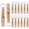 Customaster 12 Pezzi Apribottiglie in Legno con Cavatappi - Bomboniere Matrimonio Originali per Ospiti in Naturale | Regali Personalizzati con Nome & Multifunzione