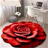 Generic Tappeto in peluche floreale e terra di diatomee, 3D, visiva a forma di fiore, adatto per camera da letto, cucina, bagno, divano, tavolino (rosso 3, 100 x 100 cm)