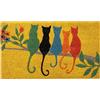 Baroni Home Zerbino da Esterno Ingresso Casa in Cocco Dipinto a Mano 70x40 cm Facile da Pulire e Super Resistente, Gatti su Ramo