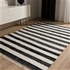 benuta Pop Tappeto cotone Tom - Nero/Crema 160x230 cm - Tessuto a mano per camera da letto, salotto, soggiorno - Riciclato - Adatto al riscaldamento a pavimento