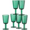 Baroni Home Set 6 pz Calici Wave in Vetro Decorati con Rifiniture in Rilievo da 27 CL, Lavabili in Lavastoviglie, 8x8x17, Verde