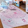 Mazovia Tappeto Salotto - Tapeto Stampato Pelo Corto - Morbido Tappeto Camera da Letto - Antiscivolo Tapeto EMMA - Tappeto Bambini Motivo Ballerina - Rosa Pink 80x150cm