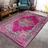 Rururug Tappeto Salotto Pelo Corto Tappeti Soggiorno Camera da Letto, sala da pranzo, Facile da pulire, Antiscivolo Lavabile,Fucsia floreale vintage Rectangular 100 x 200 cm