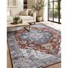 CarpetLiving*com Tappeto Lavabile Vintage Orientale - Design Medaglione Rosso Multicolore | Ideale per Soggiorno, Sala da pranzo, Camera da letto | Morbido, Resistente e Lavabile in Lavatrice (170x120cm)