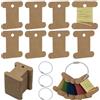 FINGERINSPIRE 100 Pezzi Bobine di Filo Da Ricamo Avvolgitori di Filo con 4 Pezzi Bobine di Filo con Anelli Incernierati 45x40mm Colore Marrone Chiaro Bobina di Filo di Carta Schede di Filo
