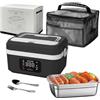 Yiijode Portapranzo riscaldante con batteria, 1L rimovibile in acciaio inossidabile, Lunch box riscaldante con riscaldamento programmabile, Portapranzo elettrico ricaricabile per viaggio, ufficio, scuola