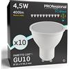 Eurocali 10x Lampadine LED GU10 4,5W Opaca 400 lumen - Forma: Faretto - Luce Bianco Caldo 3000K - Fascio Luminoso 100°
