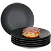MamboCat, Leopard Lampart - Set di 6 piatti da torta, colore: nero opaco, set di piatti per 6 persone, Ø 20,5 cm, moderni piatti da dessert in stile etnico, piatti piccoli neri, 6 pezzi