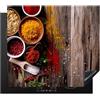 KitchenYeah© Copri Piano Cottura Coprifornelli Tappetino per Induzione | 59x52 cm - Fornello Tutto per la Cucina Erbe - Legno - Cucchiaio - Marrone