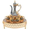 HarBin-Star Set di tazze da caffè turco, vintage, con 6 tazze, set di bicchieri da tè in metallo reale, set di servizi da tè per la casa, caffè e tè (blu scuro)