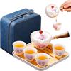REOWONU Set da tè cinese Set da tè Gongfu, Set di teiera portatile con rotazione a 360 Macchina per il tè e infusore, set da tè kung fu Set da tè Asia Set da tè da viaggio All in One Borsa in pelle (4