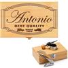 Stileitaliano Set da Vino Personalizzato in Legno 3 accessori incisione personalizzata idea regalo compleanno kit sommelier (Grafica 4)