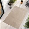 Teppium Tappeto per Soggiorno, Camera da Letto, Veranda - Pelo Corto Beige, Effetto Alto-Basso, Morbido e Lavabile, Adatto per Esterni, Facile da Pulire, 140x200 cm