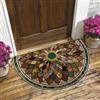 YongXinMY Zerbino semicircolare in stile bohémien, stile vintage, motivo con pietre, semicerchio, tappeto di benvenuto antiscivolo, assorbente, per interni, esterni, ingresso, bagno, cucina (M, 60 x