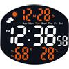 RemixAst Grande orologio da parete digitale, multifunzione, a LED, stazione meteo digitale con sensore di umidità e temperatura, display grande, ora, data, calendario, doppio allarme per soggiorno (bianco e