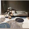 DJYTHLT Tappeto Design Interior Design Moderno Tappeto grigio blu cerchio oro linea Per soggiorno, sala da pranzo, moquette della camera da letto, facile da pulire 130 x 190 cm