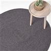 HOMESCAPES Tappeto rotondo artigianale tessuto piatto in cotone grigio e nero per la camera da letto o il soggiorno, 120 cm
