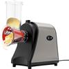 SHIOUCY Grattugia elettrica per formaggio, affettatrice per verdure, 1000 W, con 5 tamburi in acciaio inox, per patate, ravanelli, cetrioli, cipolle, zucca