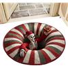Generic Christmas Rug - Optical Illusion Rug, 3D Illusion Mat Christmas Decorations, Round Area Rugs, Skull Funny Quilted Entryway Area Rugs for Kitchen Entrance Indoor Bathroom Winter