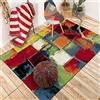QJDTZMD Tappeto,Tappeto Antiscivolo da Salotto, Pittura a olio quadrata astratta gialla rossa verde gialla multicolore, rettangolare, 130 x 200 cm Adatto per la Camera dei Bambini la Camera da Letto